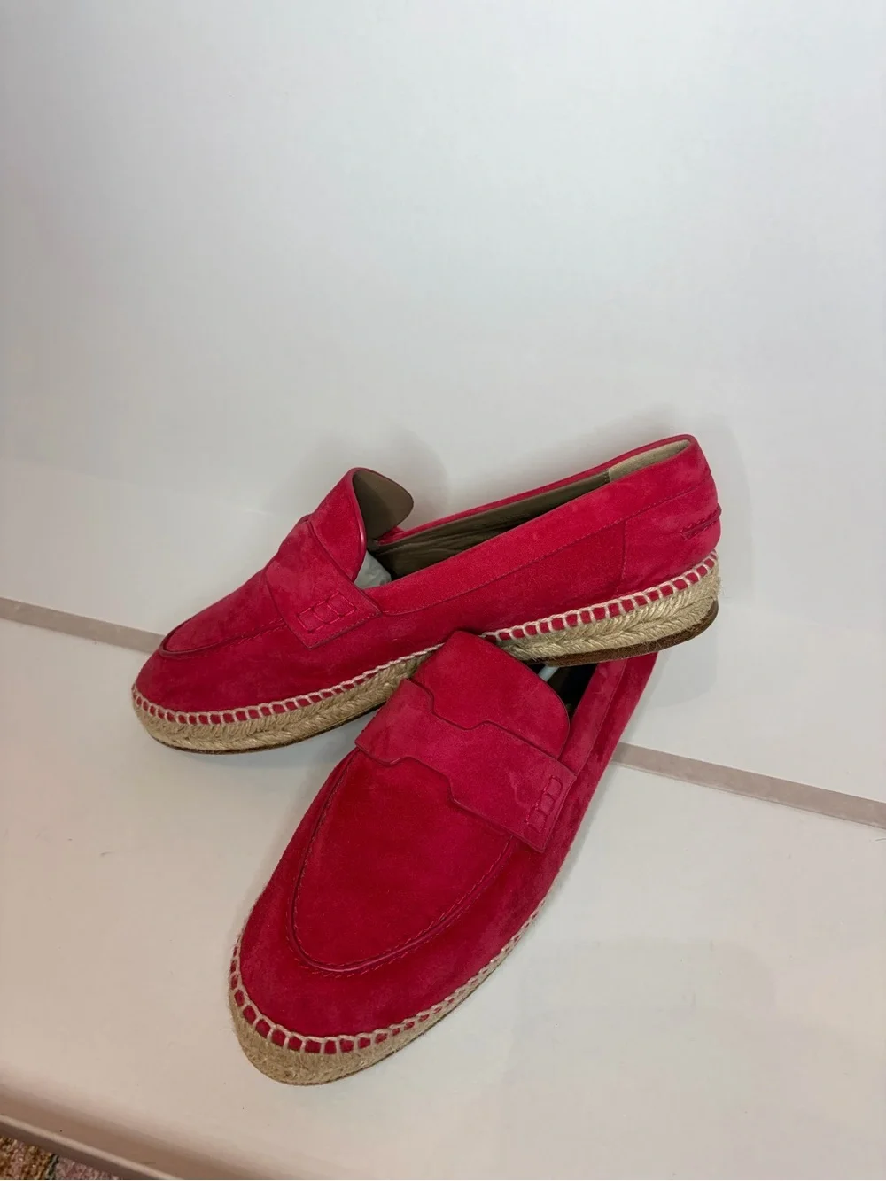 Women’s Red Suede Espadrille Loafers